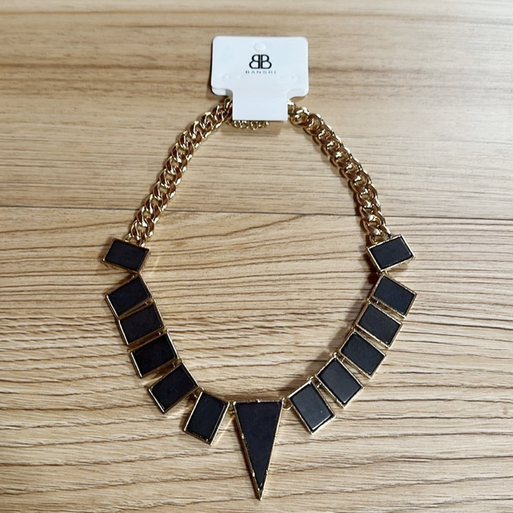 NEW Bansri Geometric Black & Gold Necklace